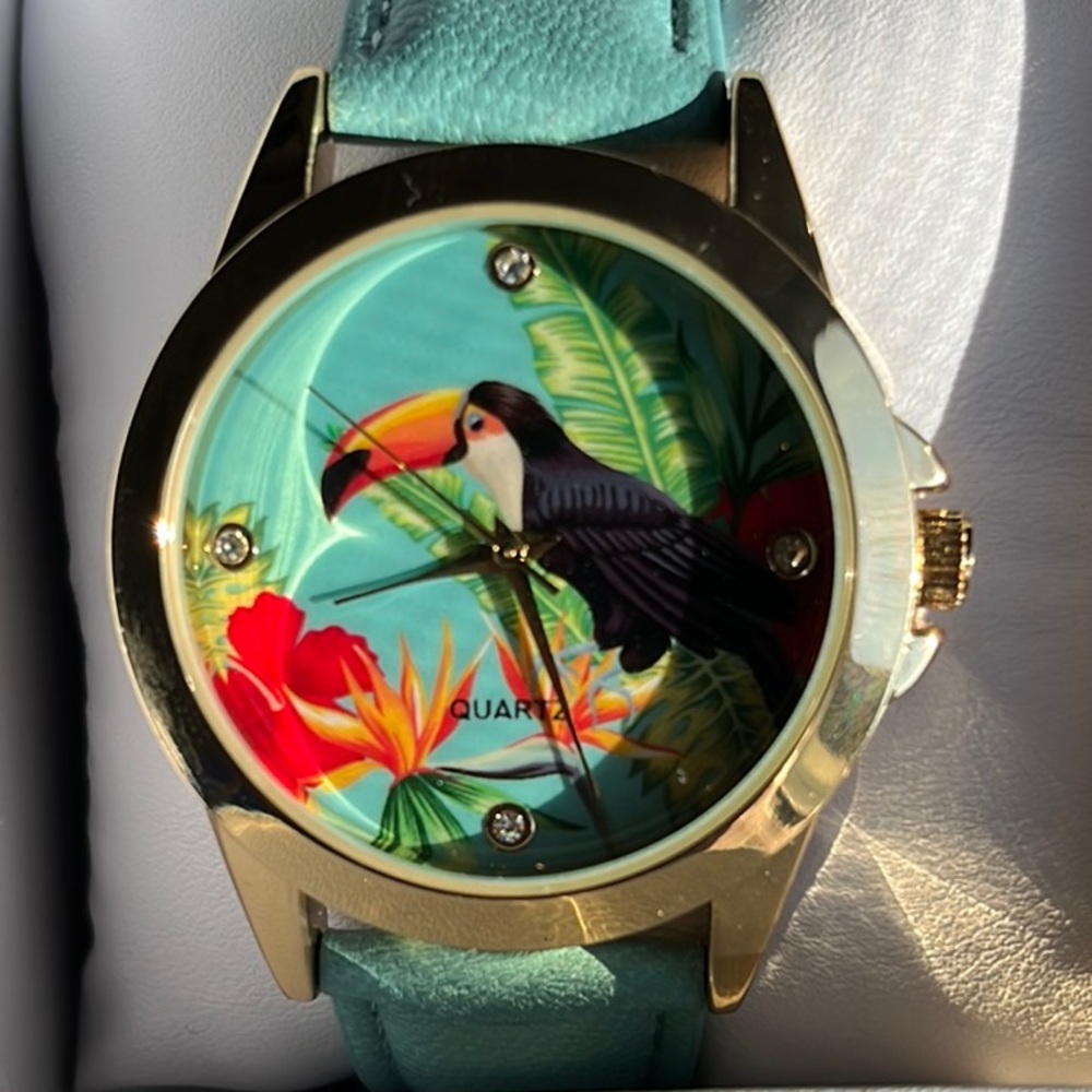Tropical Toucan Watch with Gold Accents
